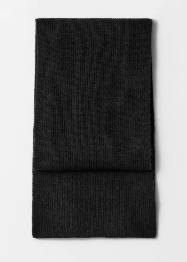 and Other Stories Cashmere Knit Scarf Black Women Scarves