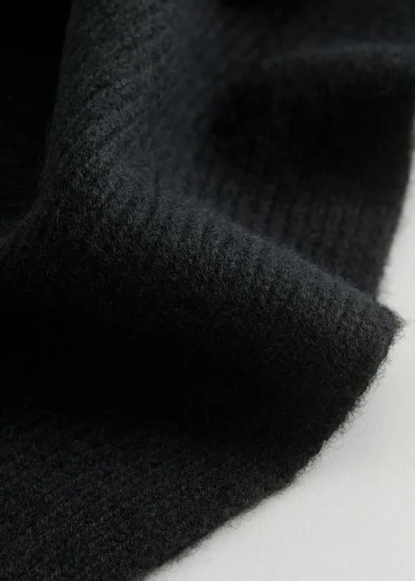 and Other Stories Cashmere Knit Scarf Black Women Scarves