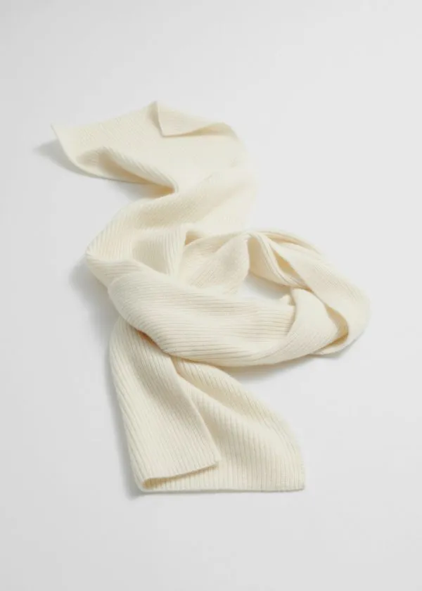and Other Stories Cashmere Knit Scarf Cream Women Scarves
