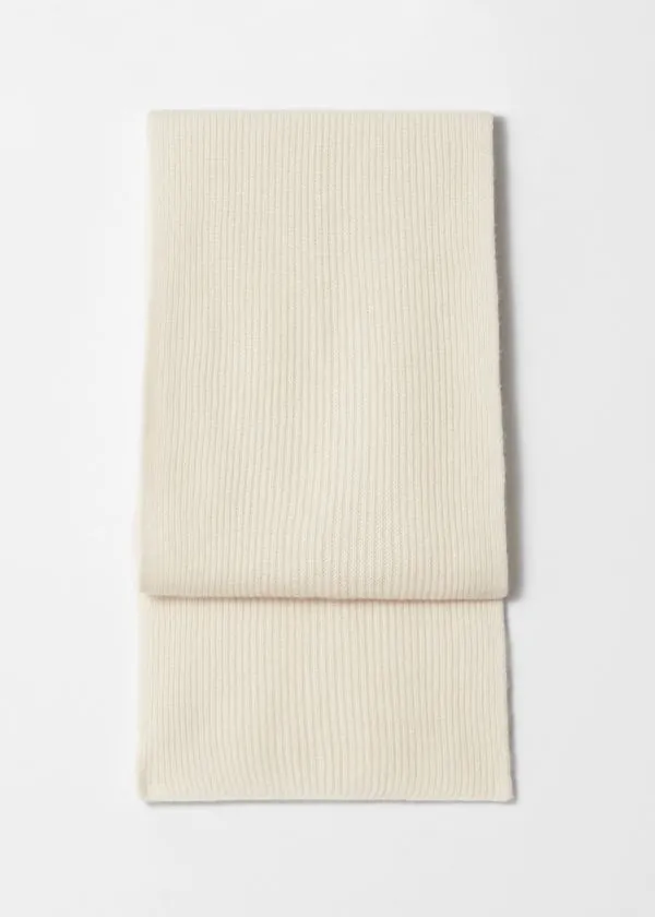 and Other Stories Cashmere Knit Scarf Cream Women Scarves
