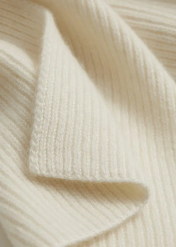 and Other Stories Cashmere Knit Scarf Cream Women Scarves