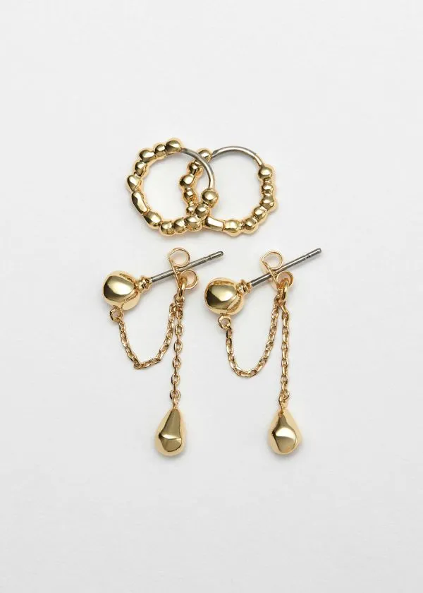 and Other Stories Chain Earrings Set Gold Women Earrings