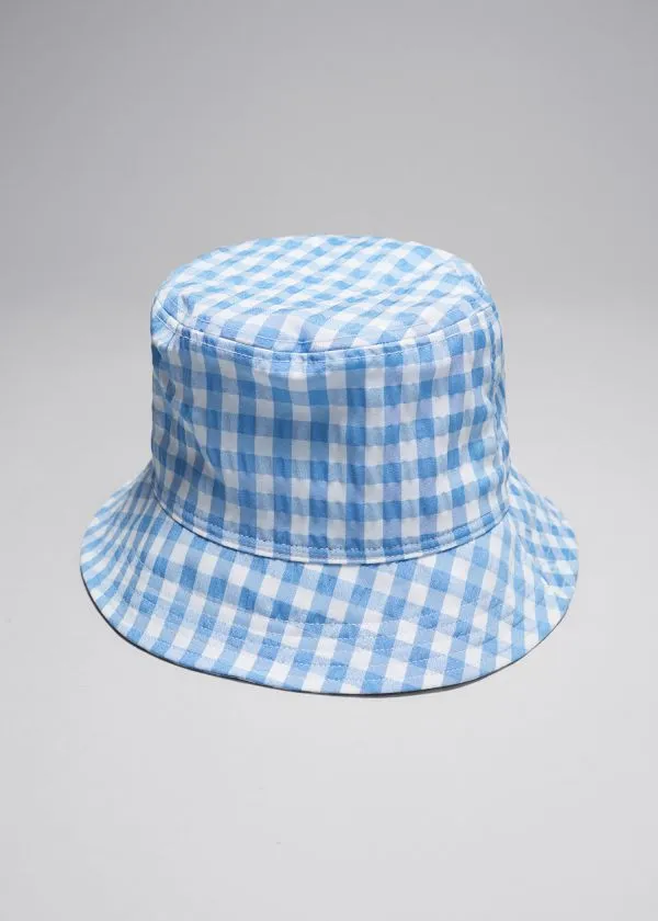 and Other Stories Checked Bucket Hat Light Blue Women Headwear