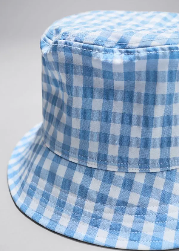 and Other Stories Checked Bucket Hat Light Blue Women Headwear and Other Stories Checked Bucket Hat Light Blue Women Headwear