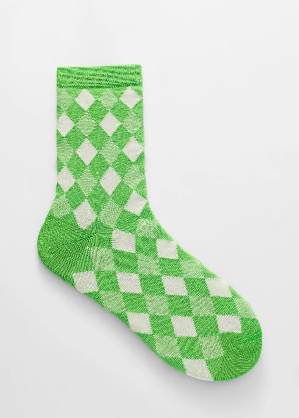 and Other Stories Checked Socks Green Women Socks and Tights
