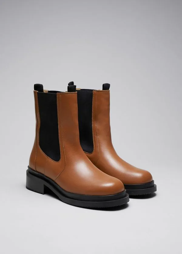 and Other Stories Chelsea Leather Boots Brown Women Boots