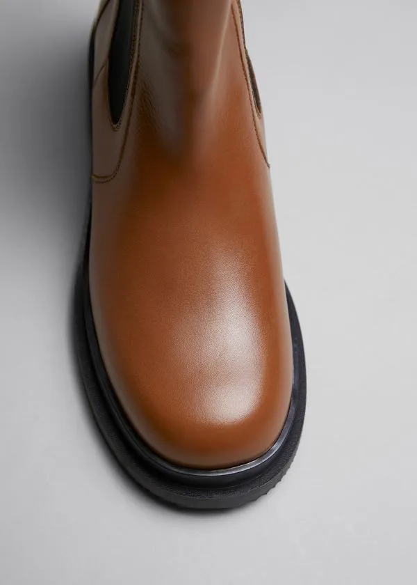 and Other Stories Chelsea Leather Boots Brown Women Boots