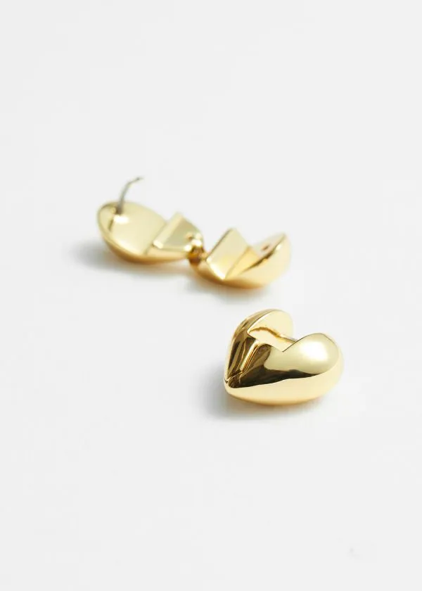 and Other Stories Chunky Heart Hoops Gold Women Earrings