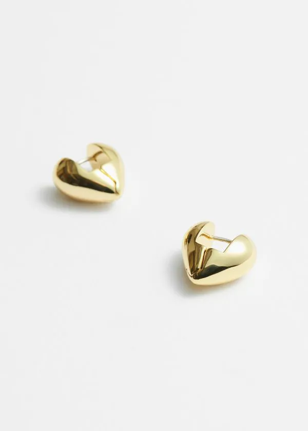 and Other Stories Chunky Heart Hoops Gold Women Earrings