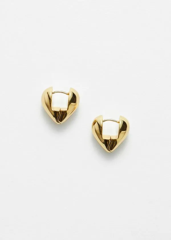 and Other Stories Chunky Heart Hoops Gold Women Earrings