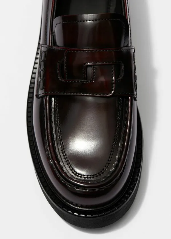 and Other Stories Chunky Leather Loafers Red Women Loafers and Other Stories Chunky Leather Loafers Red Women Loafers
