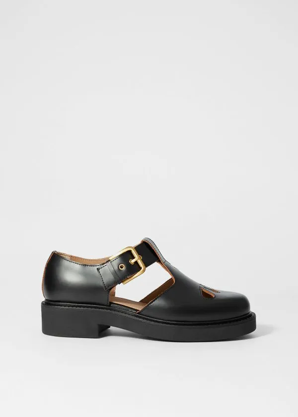 and Other Stories Chunky MaryJane Leather Shoes Black Women Loafers