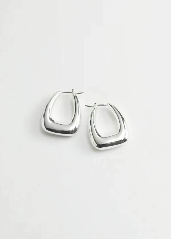 and Other Stories Chunky Oval Hoop Earrings Silver Women Earrings