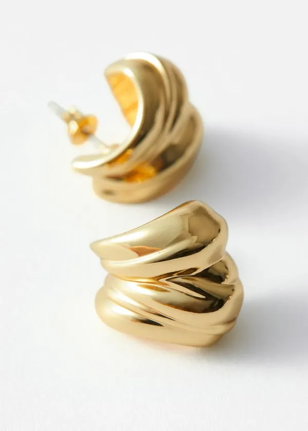and Other Stories Chunky Sculptural Hoops Gold Women Earrings