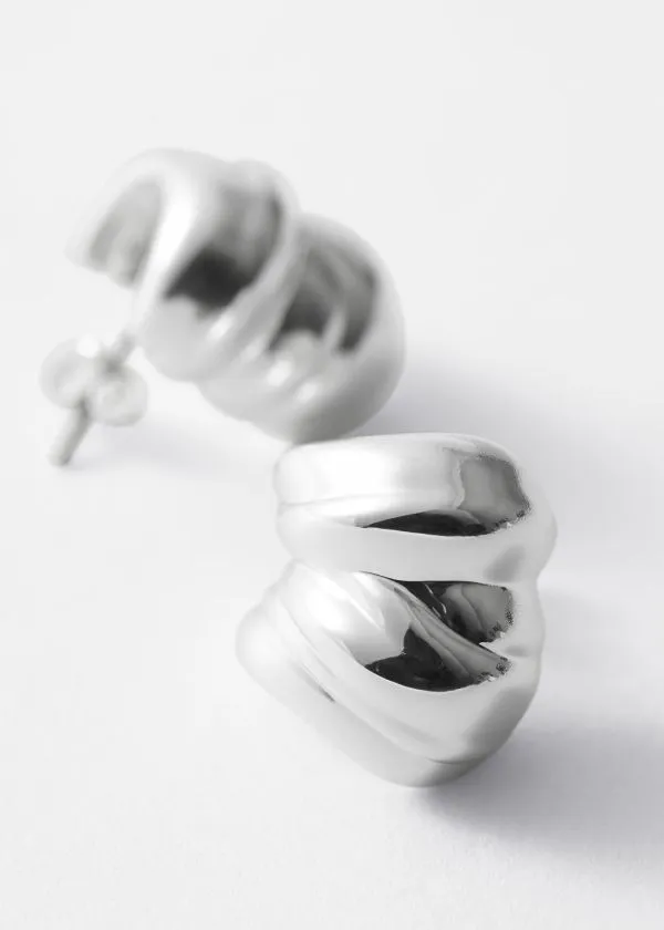 and Other Stories Chunky Sculptural Hoops Silver Women Earrings