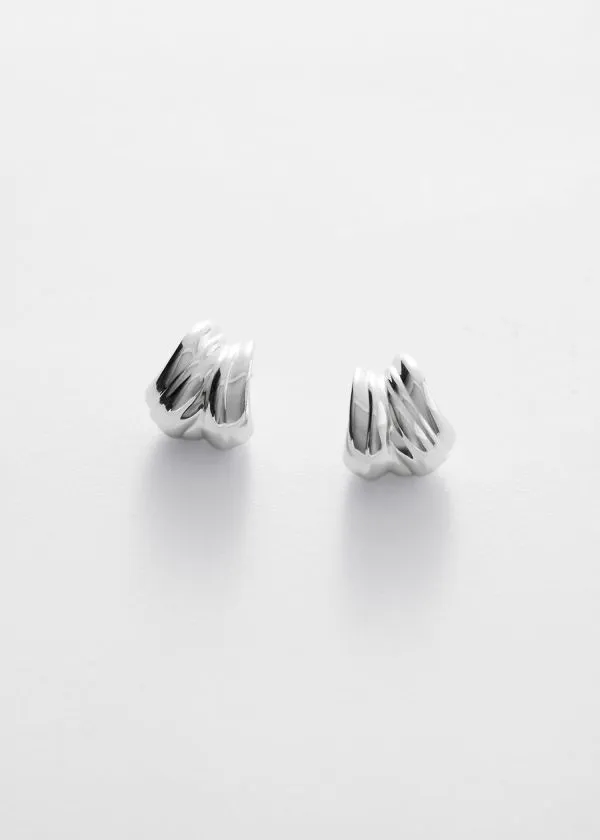 and Other Stories Chunky Sculptural Hoops Silver Women Earrings