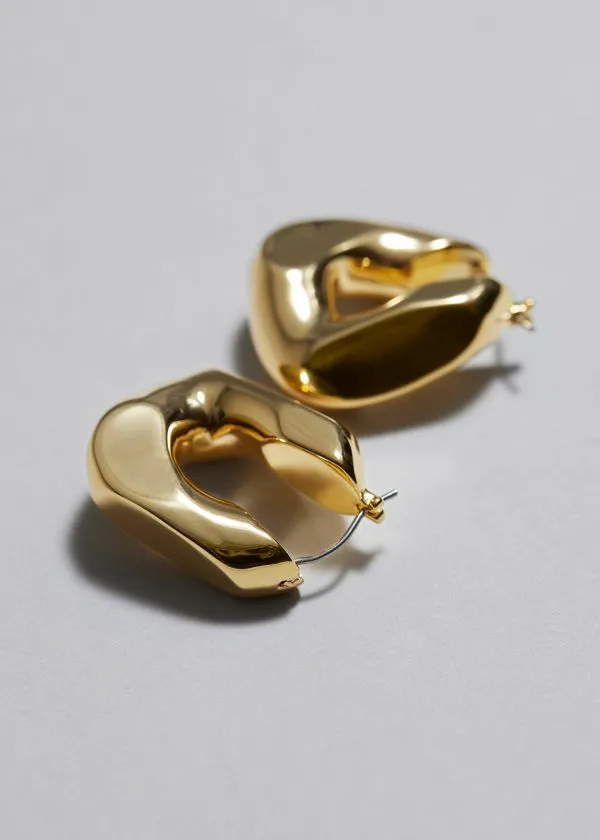 and Other Stories Chunky Twist Hoop Earrings Gold Women Earrings