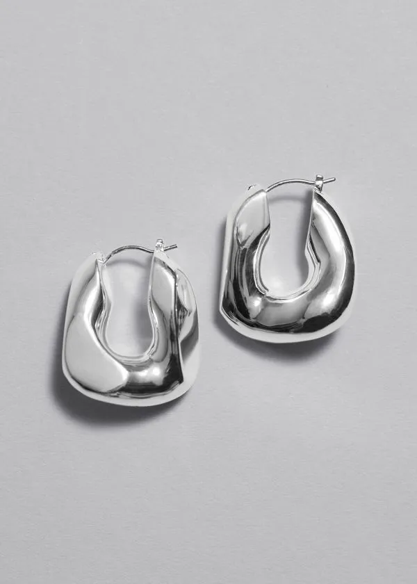 and Other Stories Chunky Twist Hoop Earrings Silver Women Earrings