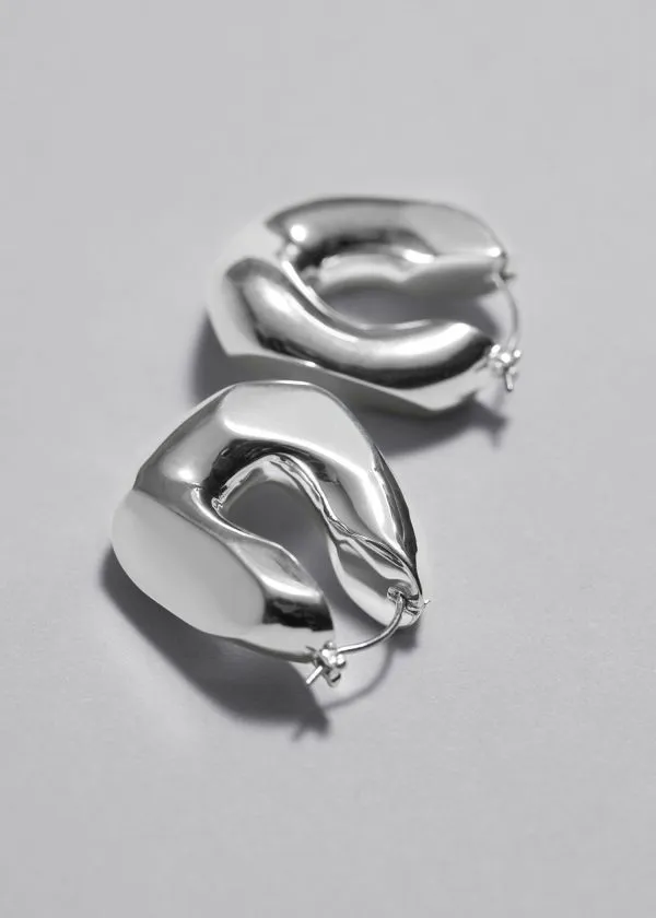and Other Stories Chunky Twist Hoop Earrings Silver Women Earrings