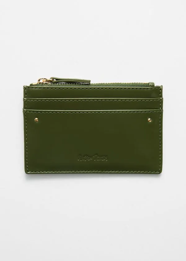 and Other Stories Classic Leather Cardholder Khaki Green Women Wallets