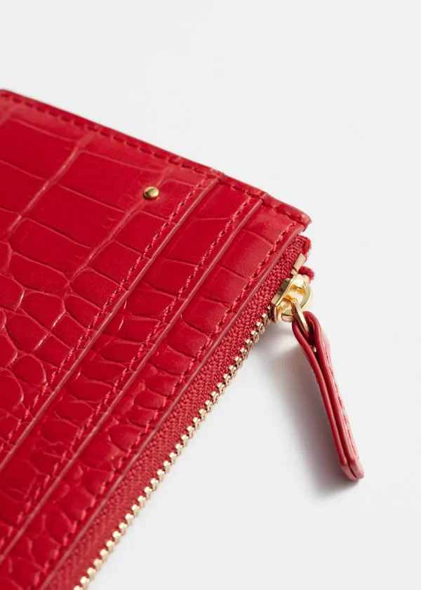 and Other Stories Classic Leather Cardholder Ruby Red Women Wallets