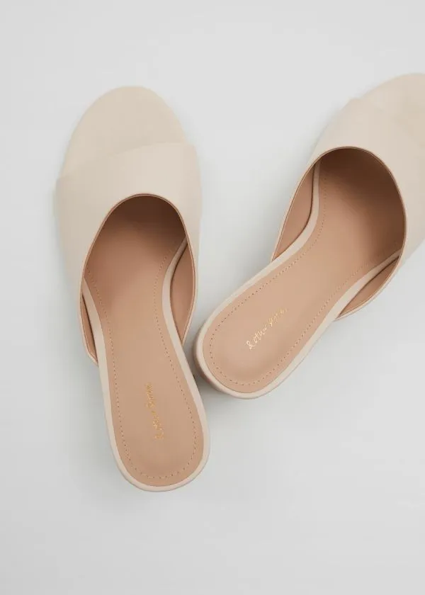and Other Stories Classic Leather Mules Beige Women Sandals