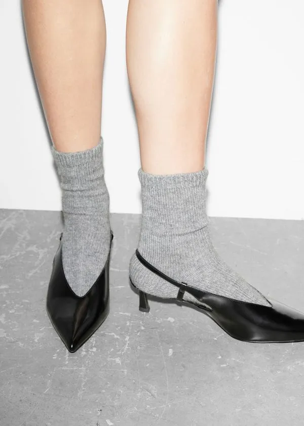 and Other Stories Classic Leather Slingback Pumps Black Women Pumps