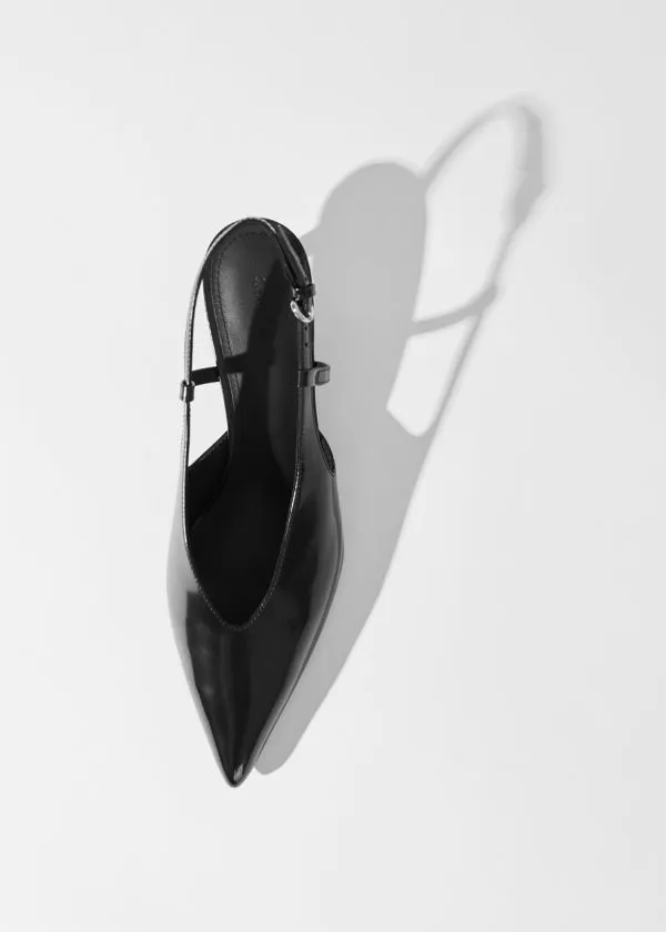 and Other Stories Classic Leather Slingback Pumps Black Women Pumps