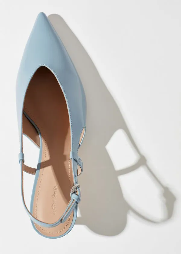 and Other Stories Classic Leather Slingback Pumps Light Blue Women Pumps