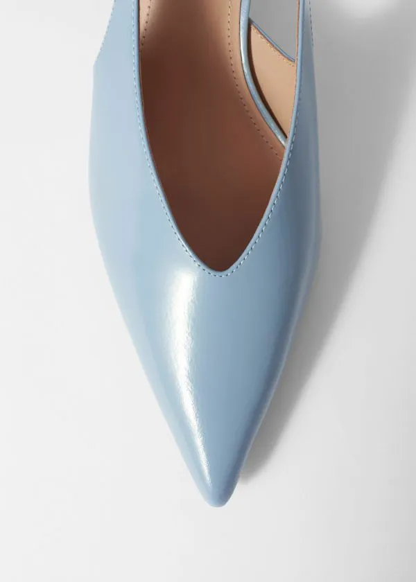 and Other Stories Classic Leather Slingback Pumps Light Blue Women Pumps