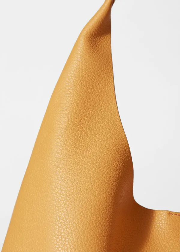 and Other Stories Classic Leather Tote Bag Yellow Women Tote Bags