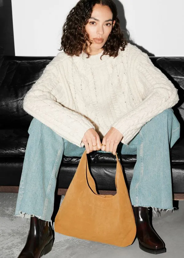 and Other Stories Classic Suede Tote Bag Yellow Women Tote Bags