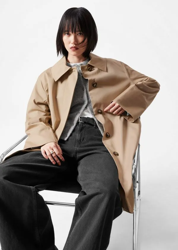 and Other Stories Collared Car Coat Beige Women Jackets and Coats