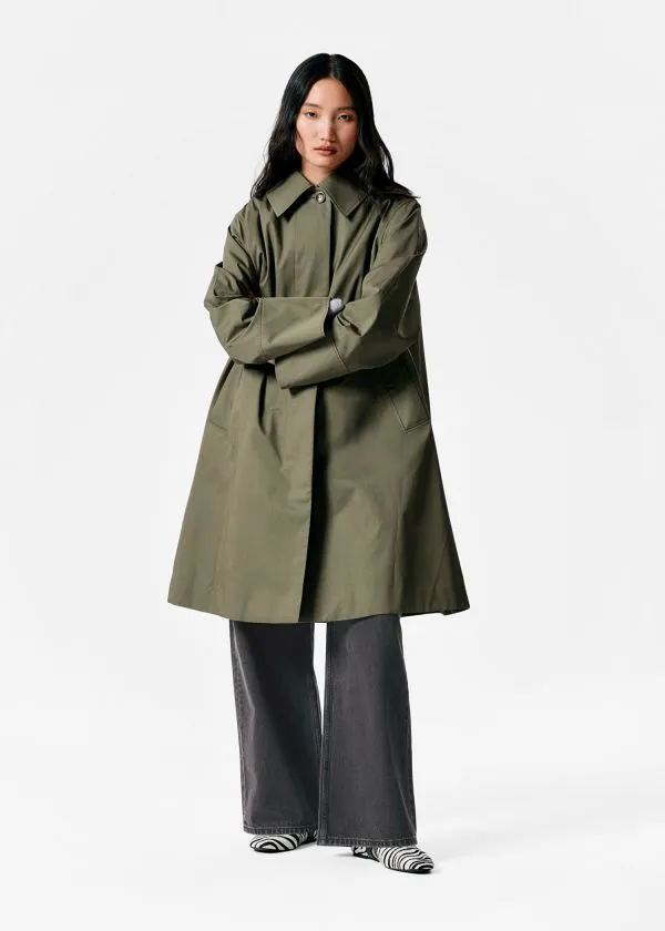 and Other Stories Collared Car Coat Khaki Green Women Jackets and Coats