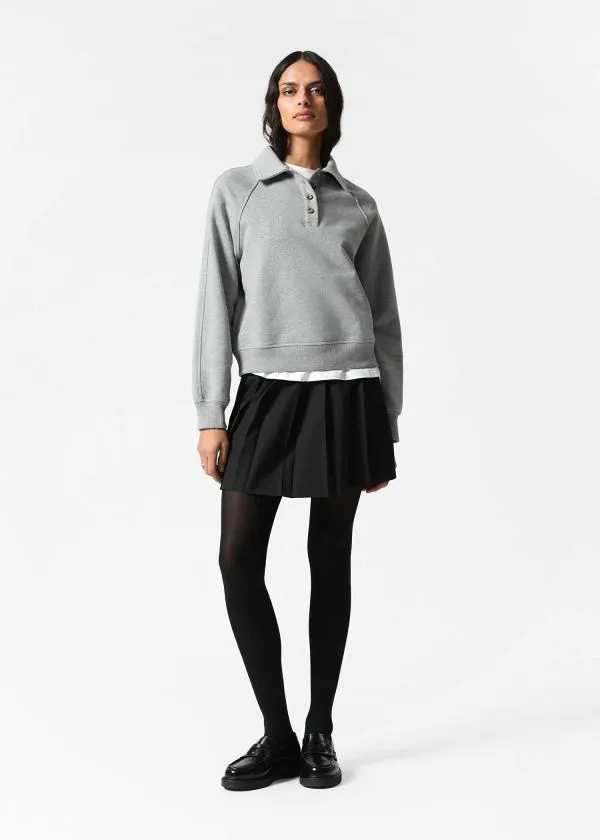 and Other Stories Collared Polo Sweatshirt Grey Women Tops and Tshirts
