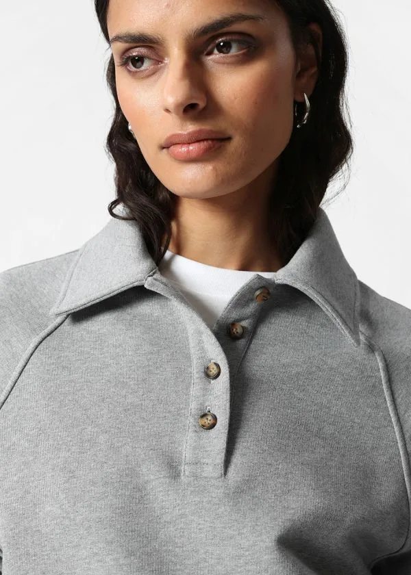 and Other Stories Collared Polo Sweatshirt Grey Women Tops and Tshirts