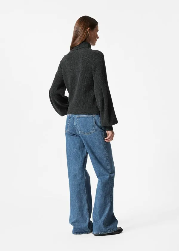 and Other Stories Collared PuffSleeve Jumper Black Women Knitwear