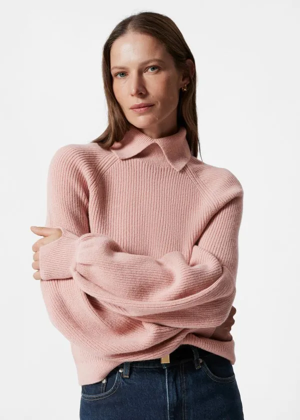 and Other Stories Collared PuffSleeve Jumper Dusty Pink Women Knitwear