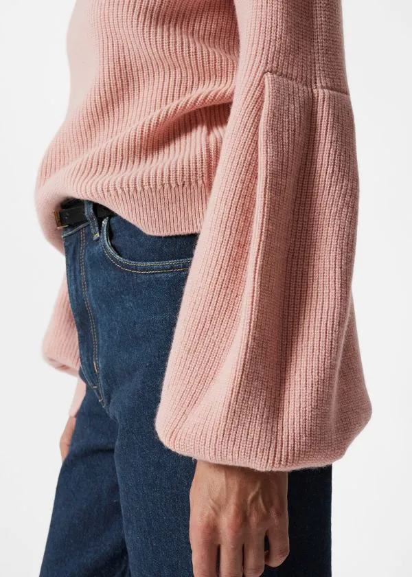 and Other Stories Collared PuffSleeve Jumper Dusty Pink Women Knitwear