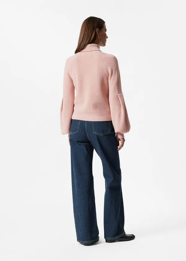 and Other Stories Collared PuffSleeve Jumper Dusty Pink Women Knitwear