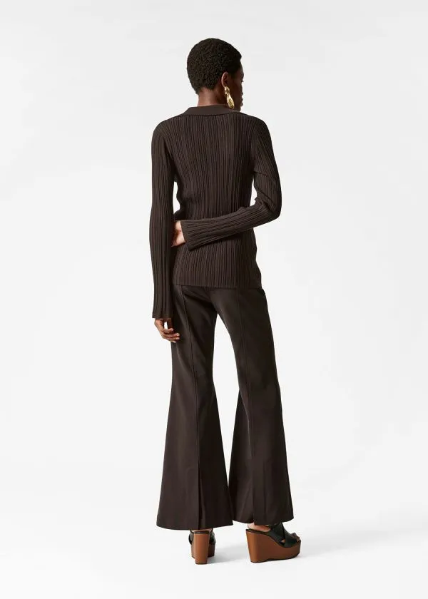 and Other Stories Collared RibKnit Cardigan Dark Brown Women Knitwear