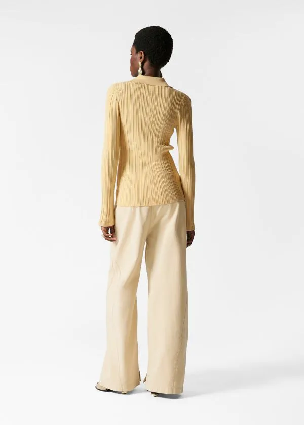 and Other Stories Collared RibKnit Cardigan Yellow Women Knitwear