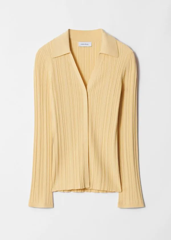 and Other Stories Collared RibKnit Cardigan Yellow Women Knitwear