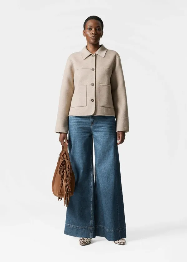 and Other Stories Collared Wool Jacket Beige Women Jackets and Coats