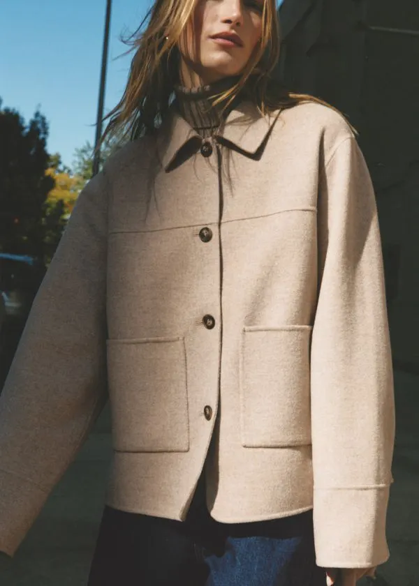 and Other Stories Collared Wool Jacket Beige Women Jackets and Coats