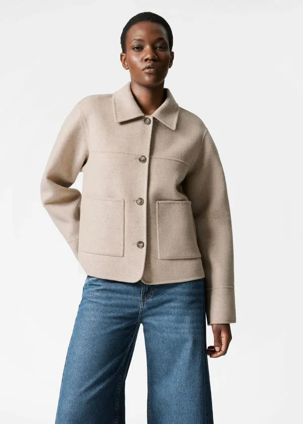 and Other Stories Collared Wool Jacket Beige Women Jackets and Coats
