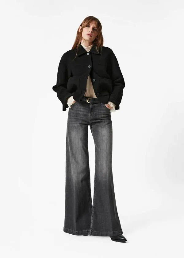 and Other Stories Collared Wool Jacket Black Women Jackets and Coats