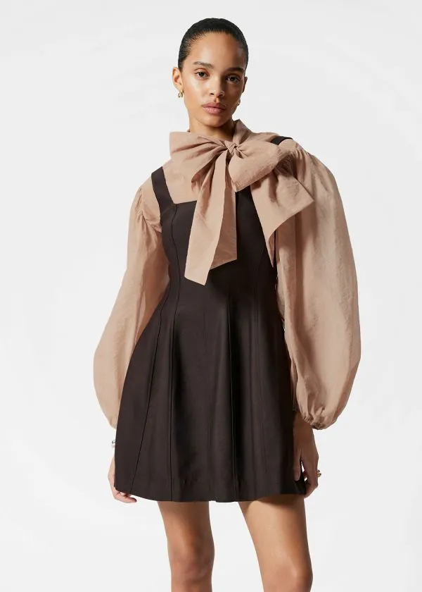 and Other Stories Corset Mini Dress Dark Brown Women Dresses