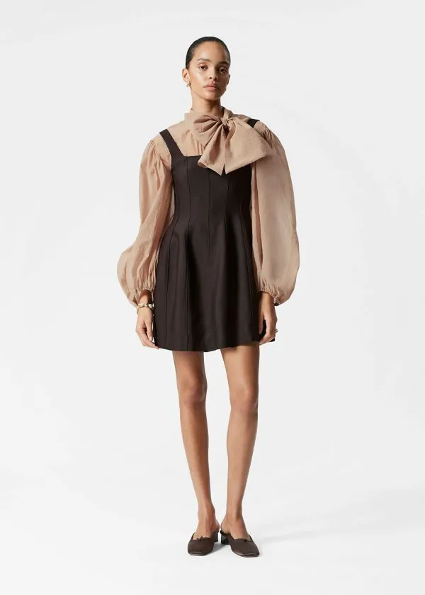and Other Stories Corset Mini Dress Dark Brown Women Dresses