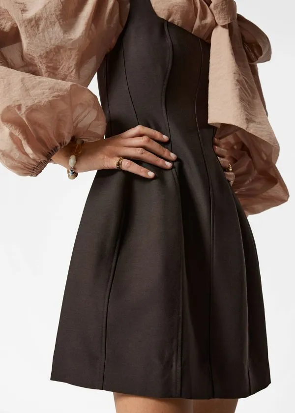 and Other Stories Corset Mini Dress Dark Brown Women Dresses